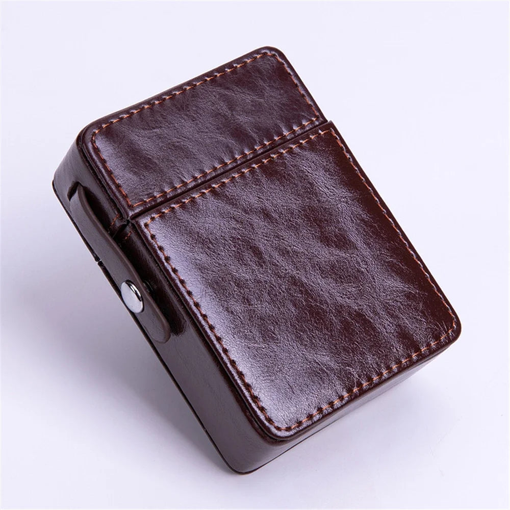 Étui Cigarette Cuir Avec Porte Briquet