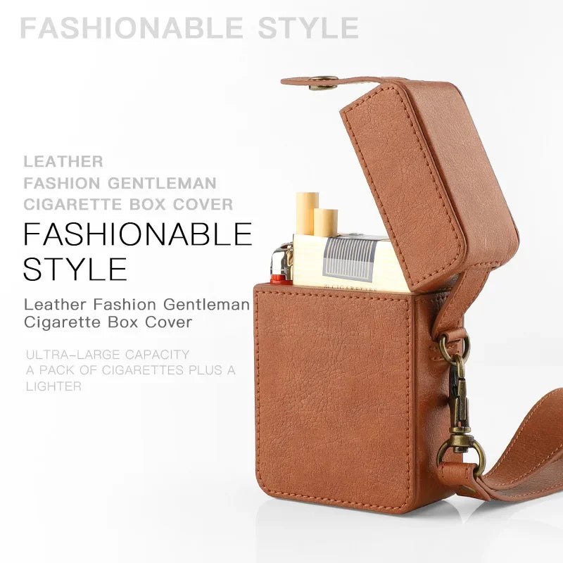 Étui Cigarette Cuir Avec Porte Briquet
