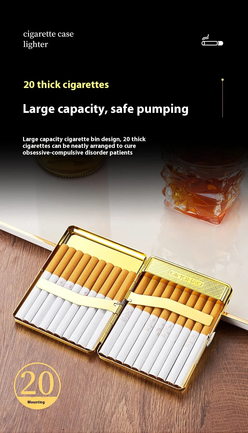 Étui à Cigarette Avec Briquet Incorpore