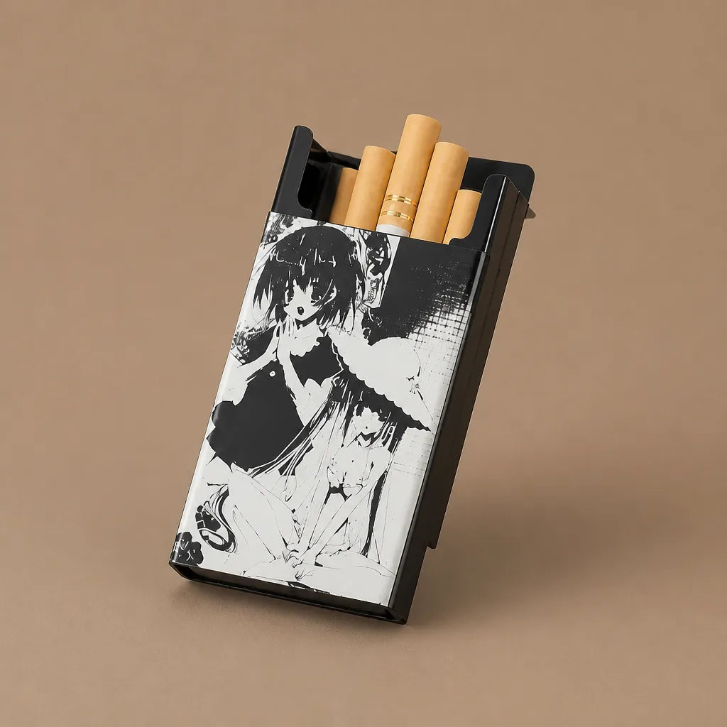 Ancien Etui Cigarette Noir Et Rouge