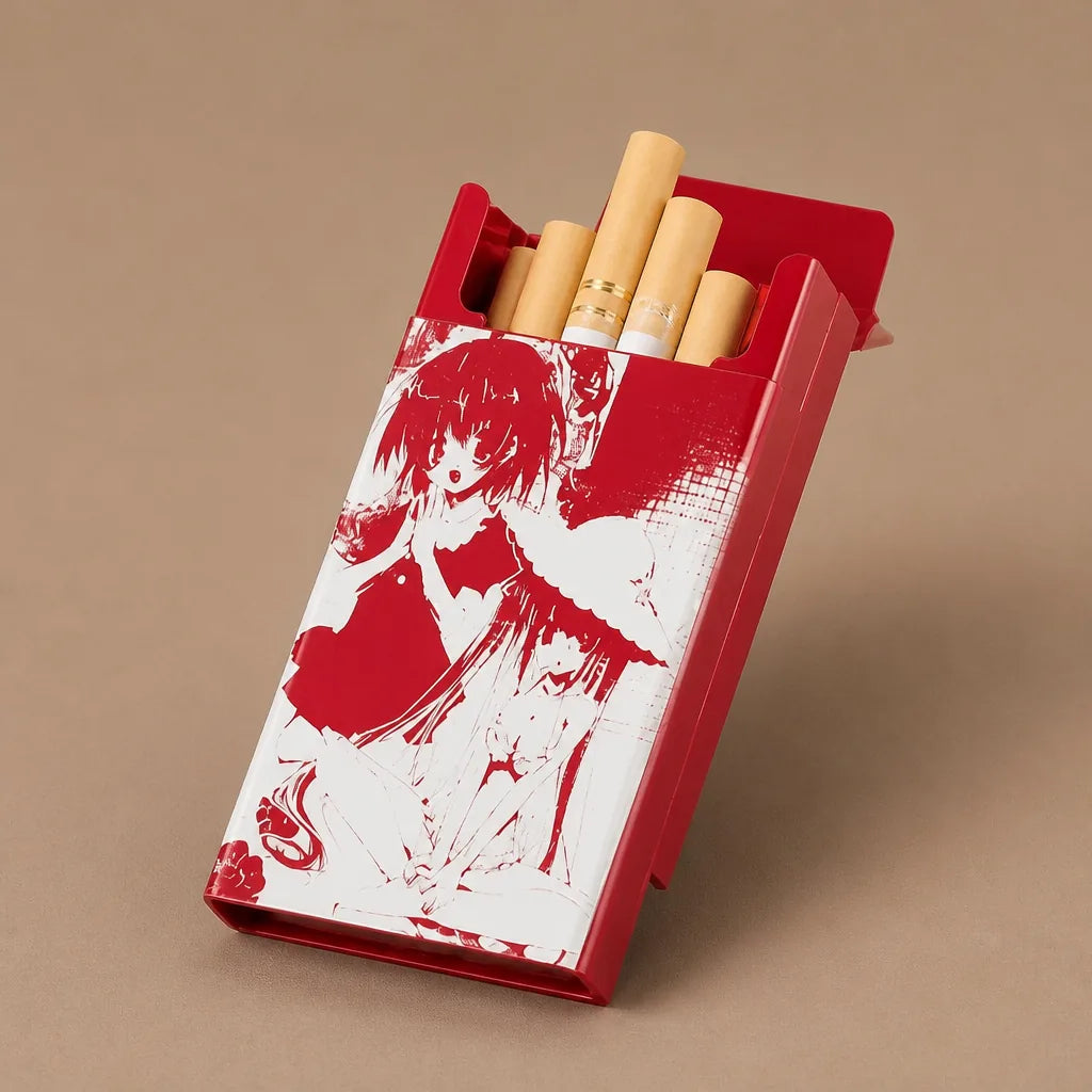 Ancien Etui Cigarette Noir Et Rouge
