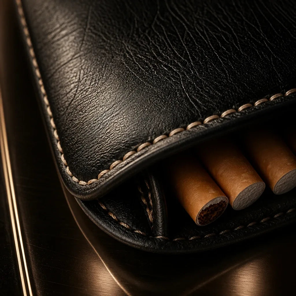 boite cigarette cuir souple texture