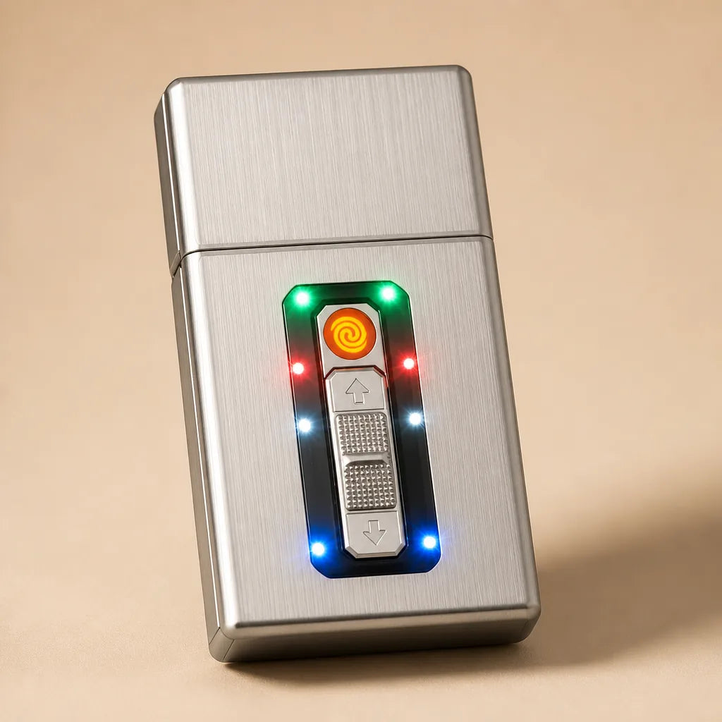 Etui A Cigarette Led Briquet Usb Integre