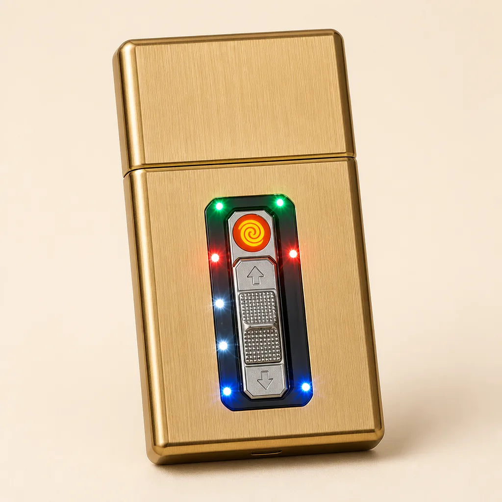 Etui A Cigarette Led Briquet Usb Integre