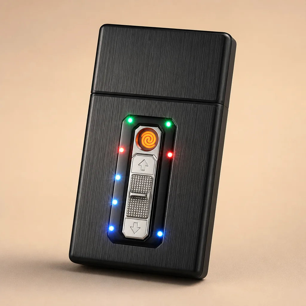 Etui A Cigarette Led Briquet Usb Integre