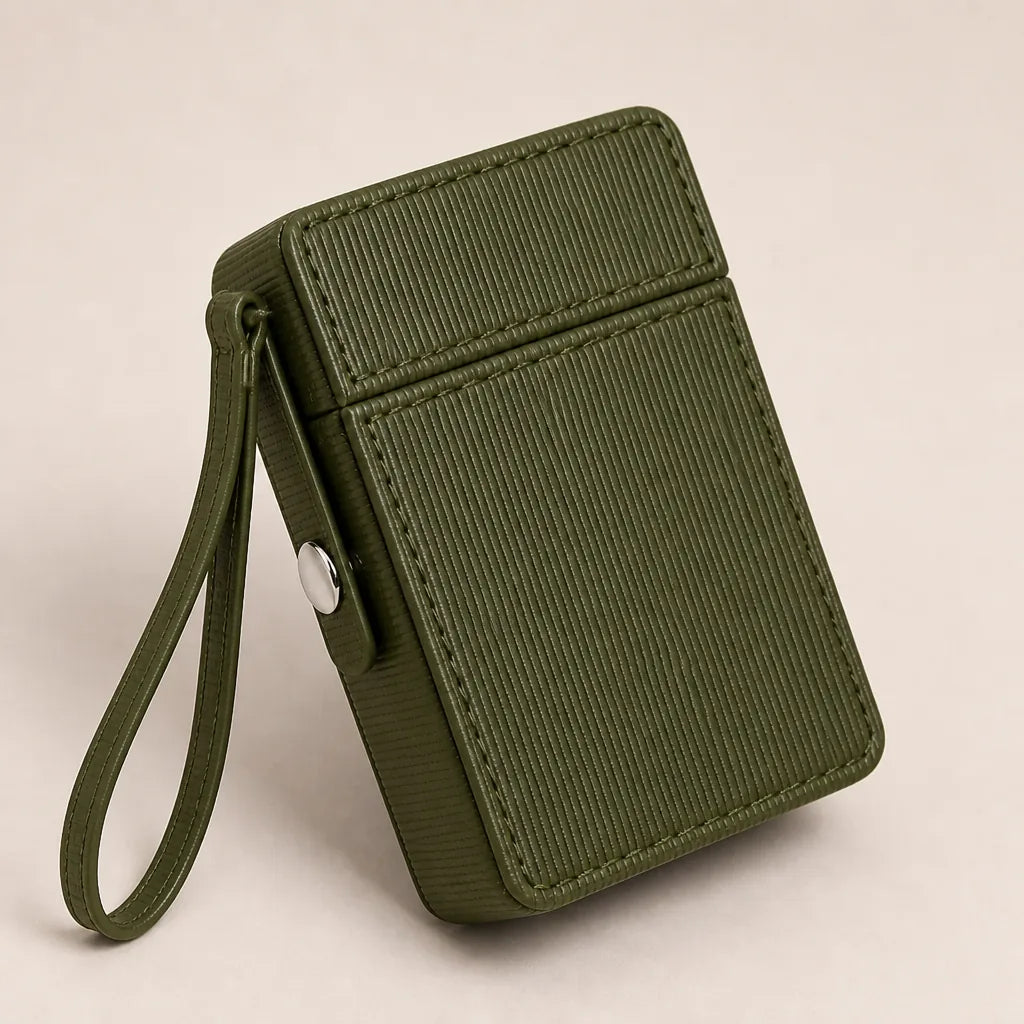 Étui Cigarette Cuir Avec Porte Briquet